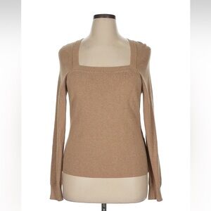 WHBM Tan Square Neck Sweater